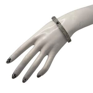 Michael Kors Silver-Tone Pave Crystal Studded Bangle Bracelet Size 7